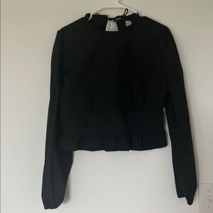 H&M Black Boxy Ruffled Blouse Size L